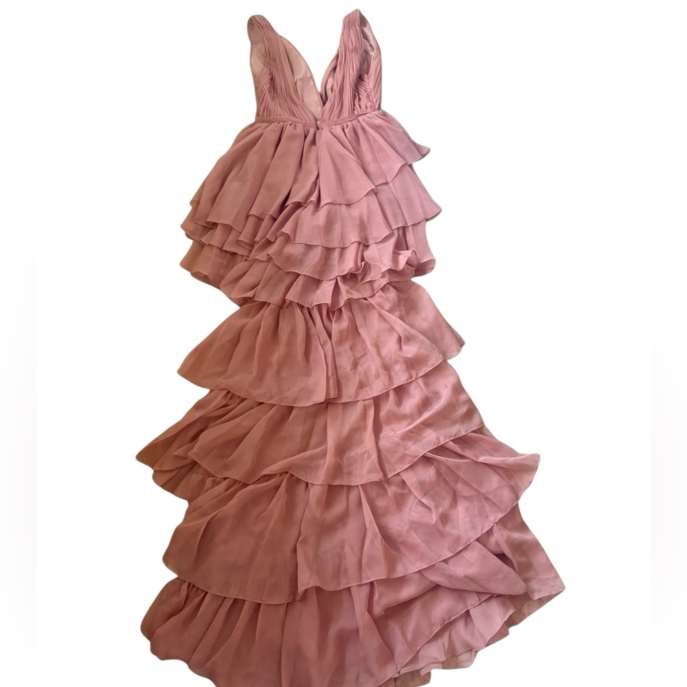 Mac Duggal 55320 High Low Tiered Gown With Built In Bodysuit Size 4 NWOT Rose - Picture 9 of 12